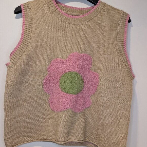 Hippie Floral Sweater Vest - Women's sz M - Picture 1 of 5